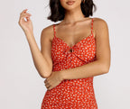 Floral Mini Dress with Sweetheart Neckline