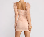 Sweetheart-Neck Puff-Sleeve Mini Dress