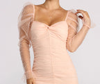 Sweetheart-Neck Puff-Sleeve Mini Dress