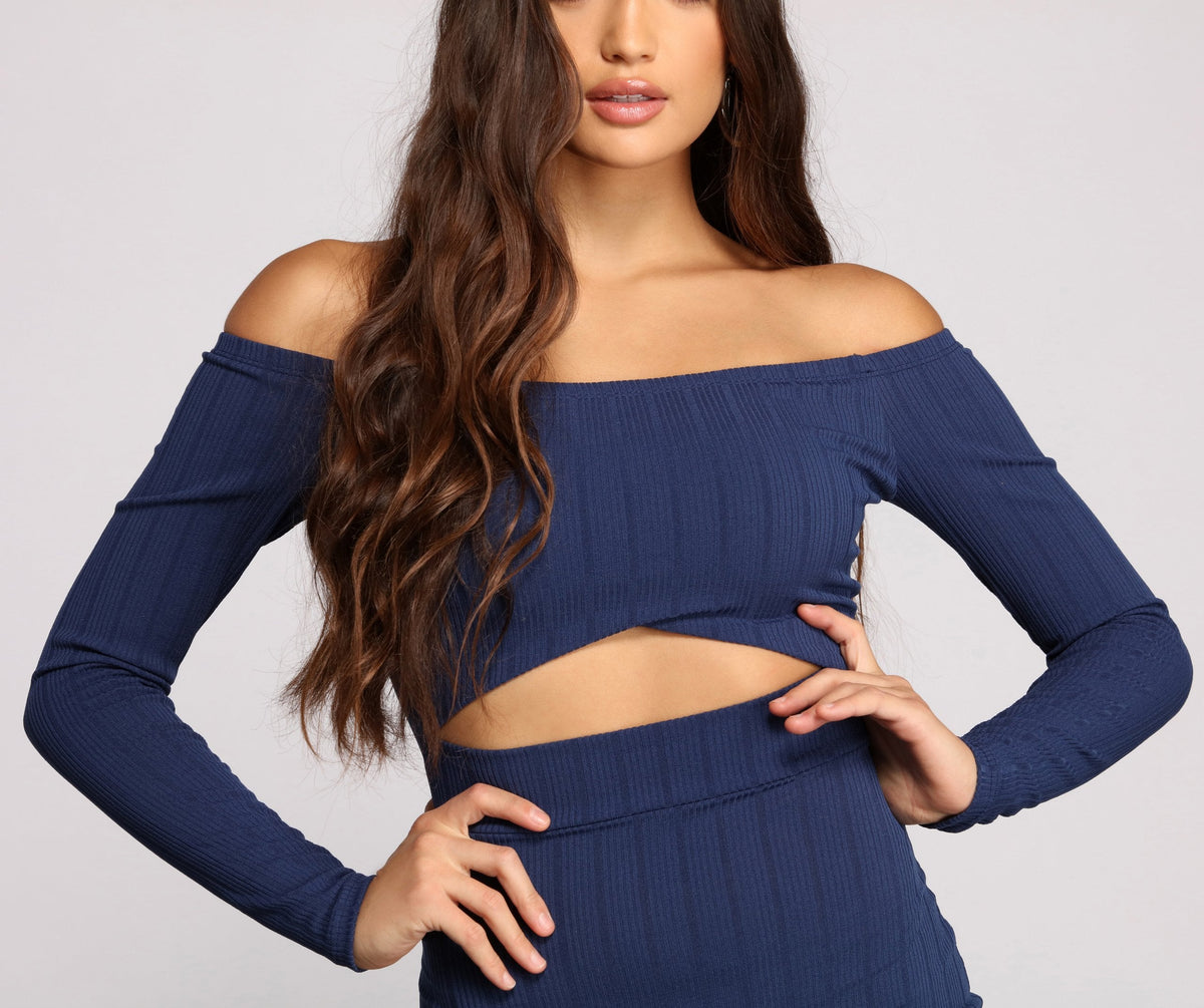 Ribbed Off-Shoulder Mini Dress