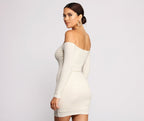 Off-Shoulder Mini Dress with Button Front