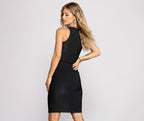 Ribbed Fitted Midi Dress with Sleeveless Cut