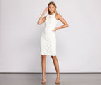 Ribbed Fitted Midi Dress with Sleeveless Cut