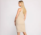 Ribbed Fitted Midi Dress with Sleeveless Cut