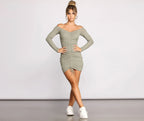 Knit Ruched Mini Dress