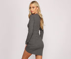 Ribbed Button-Front Mini Dress