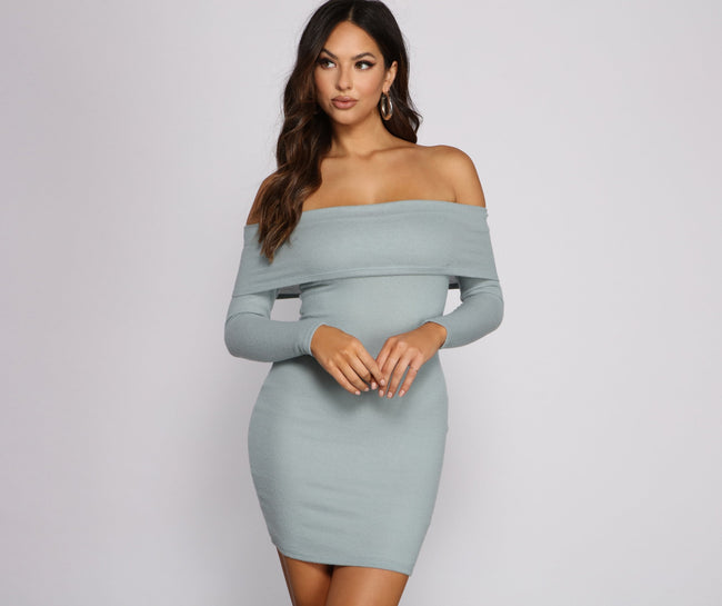 Keep It Chill Off The Shoulder Mini Dress - Lady Occasions Main image