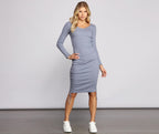 Ribbed Ruched Mini Dress