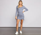 Ribbed Ruched Mini Dress