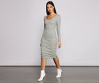 Ribbed Ruched Mini Dress