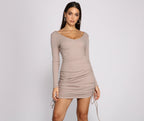 Ribbed Ruched Mini Dress