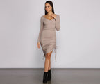 Ribbed Ruched Mini Dress