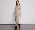 Ribbed Ruched Mini Dress