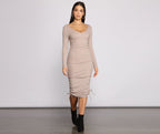 Ribbed Ruched Mini Dress