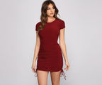 Knit Drawstring Mini Dress