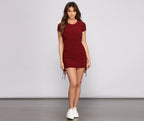 Knit Drawstring Mini Dress