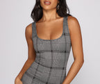 Plaid Mini Dress with Sleeveless Cut