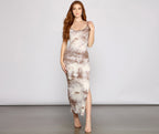 Tie-Dye Vintage-Inspired Maxi Dress with High Slit