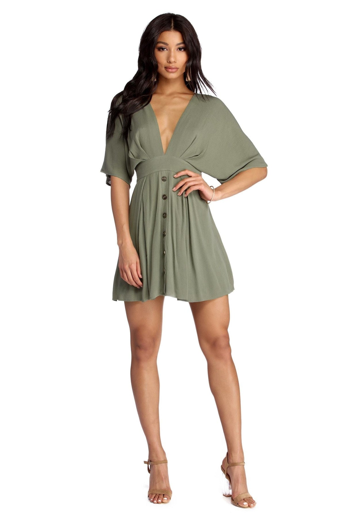 Skater Dress with Plunging Neckline