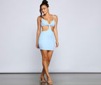 Ribbed Knit Plunging V-Neck Mini Dress