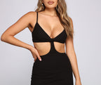 Ribbed Knit Plunging V-Neck Mini Dress