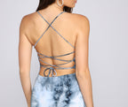 Cross-Detail Brushed Maxi Dress with Tie-Dye Patterning
