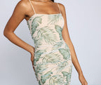 Mesh Knit Mini Dress with Tropical Styling