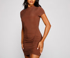 Ruched Bodycon Dress with Lace-Up Details