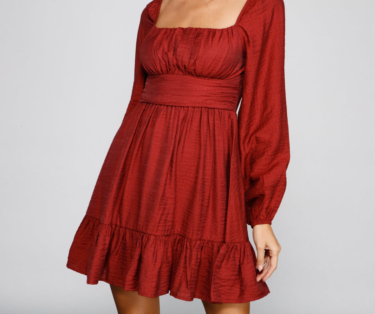 Linen Dress with Ruffle Details