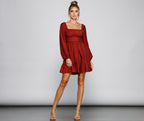 Linen Dress with Ruffle Details