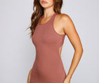 Ribbed Cross-Detail Mini Dress with Open Back