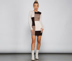 Colorblock Mini Dress with Knit Texture