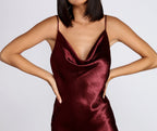 Satin Mini Dress with Draped Neckline