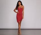 Straight-Leg Knit Mini Dress with Nylon Fabric