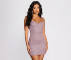 Glitter Knit Mini Dress with V-Neckline