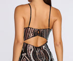 Sequined Knit Mini Dress with Mesh Detailing