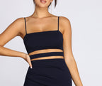 Crepe Square-Neck Mini Dress