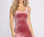 Velvet Bodycon Mini Dress with Strap Details