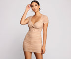Mesh Mini Dress with Ruching