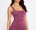 Ruched Fitted Mini Dress with Strap Details