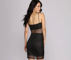 Mesh Shimmer Mini Dress with Glitter Detail