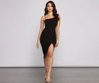Crepe Asymmetric Midi Dress