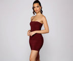 Heart-Detail Knit Mini Dress with Ruching