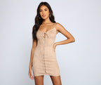 Major Headturner Faux Suede Mini Dress - Lady Occasions