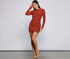 Lace-Up Bodycon Mini Dress with Ruching