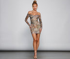 Mesh Bodycon Dress with Off-Shoulder Neckline