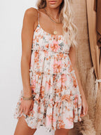 Chiffon Printed Dress with Halter Neckline