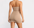 Ribbed Fitted Mini Dress with Plunging Neckline