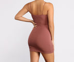 Ribbed Fitted Mini Dress with Plunging Neckline