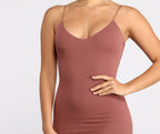 Ribbed Fitted Mini Dress with Plunging Neckline